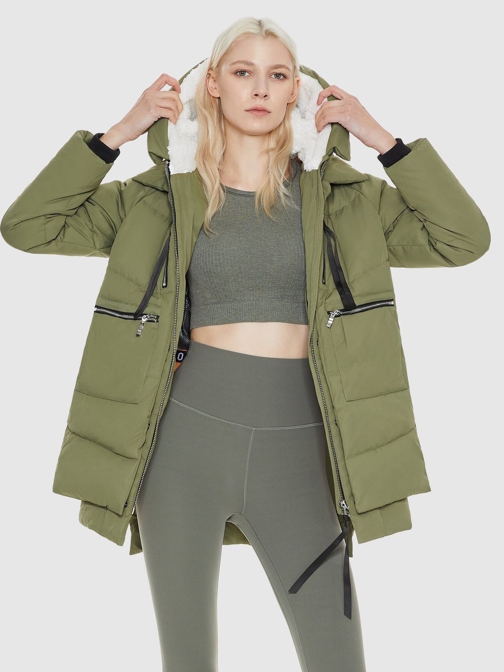 Orolay Women's Olive Green Thickened Down Puffer Jacket XL